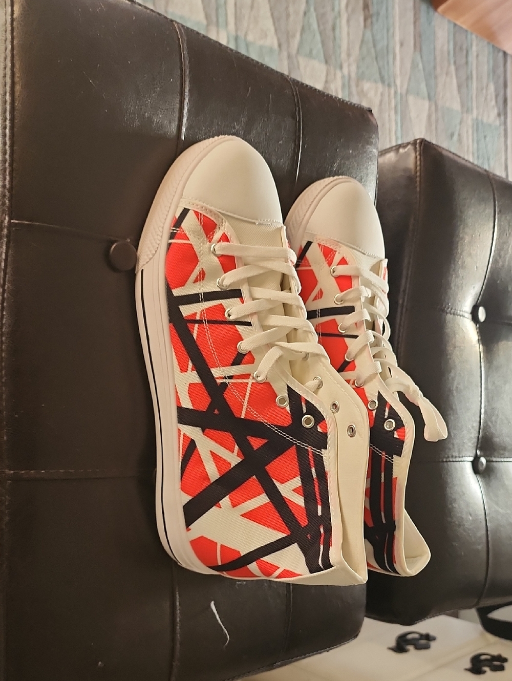 Men's High-Top Canvas Sneakers in Red and White